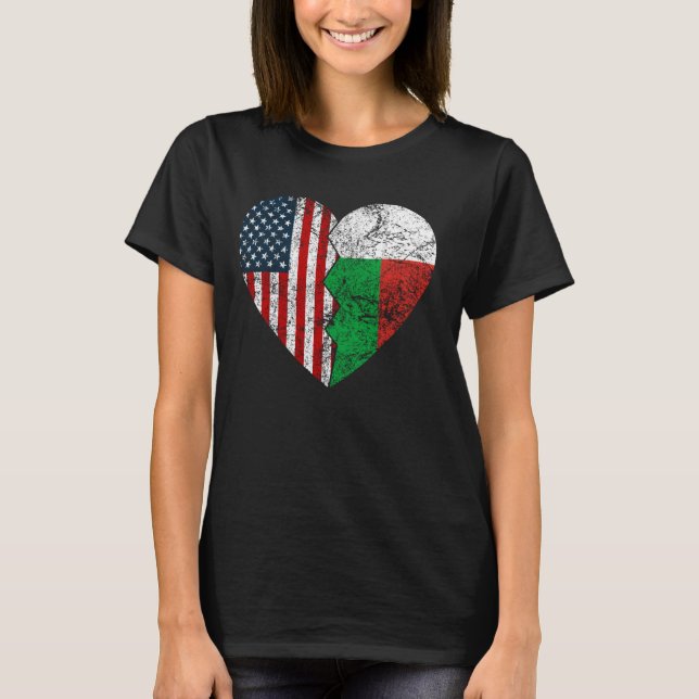 Madagascan American Flags Heart  United States Mad T-Shirt (Front)
