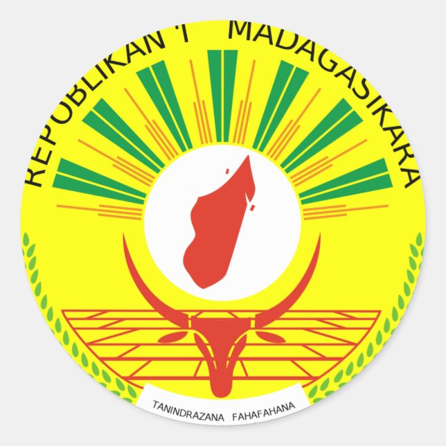 Madagascar coat of arms classic round sticker (Front)