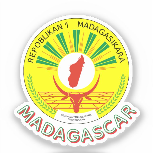 Madagascar Emblem with flag detail Sticker (Front)