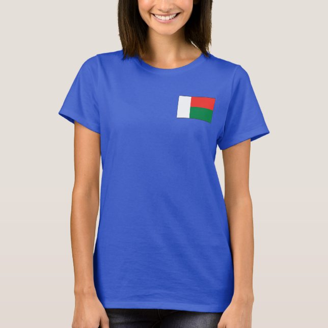 Madagascar Flag and Map dk T-Shirt (Front)