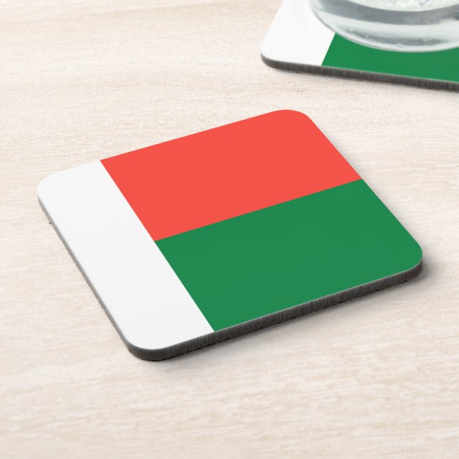 Madagascar flag beverage coaster (Left Side)