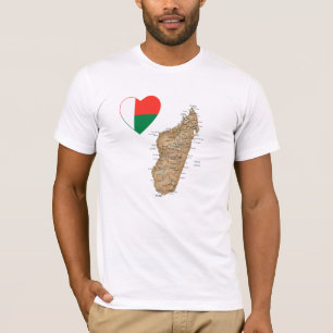 Madagascar Flag Heart and Map T-Shirt