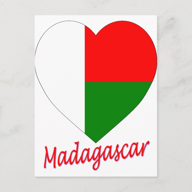 Madagascar Flag Heart Postcard (Front)