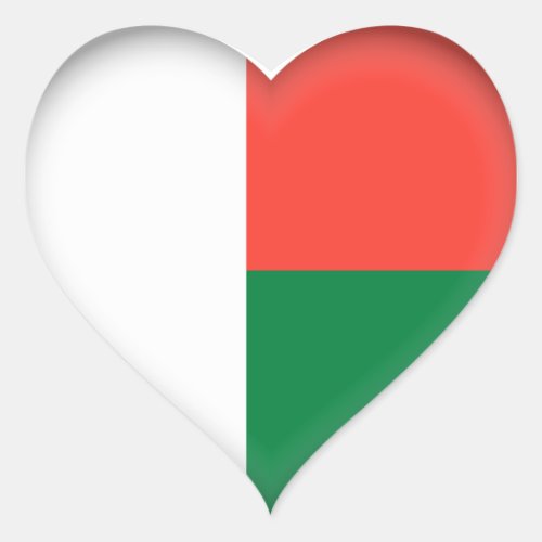 Madagascar Flag Heart Sticker