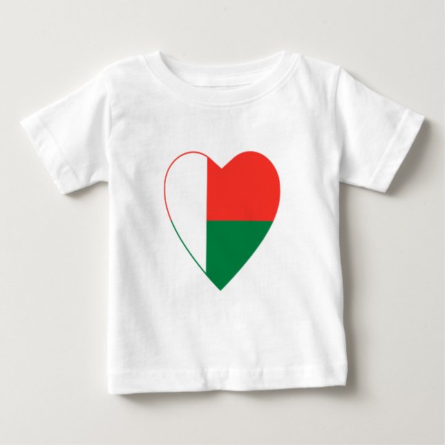 Madagascar Flag Heart T-Shirt (Front)