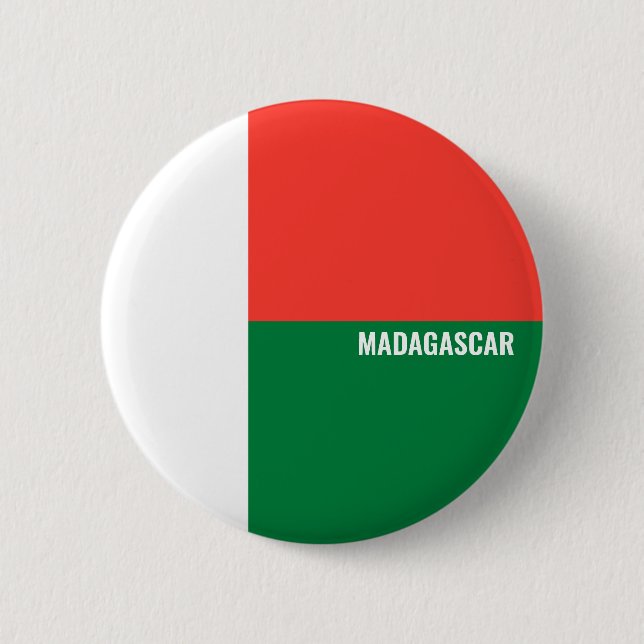 Madagascar Flag Inscription White Red Green Button (Front)