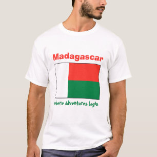 Madagascar Flag + Map + Text T-Shirt