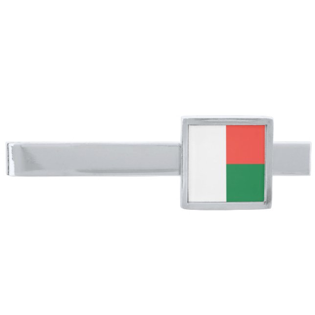 Madagascar Flag Silver Finish Tie Bar (Front)