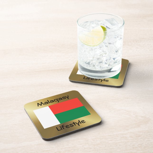 Madagascar Flag+Text Coaster (Right Side)