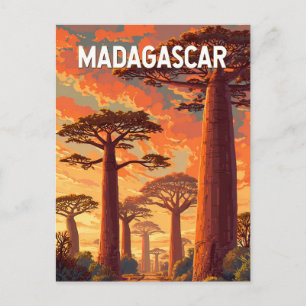 Madagascar Illustration Travel Art Vintage Postcard
