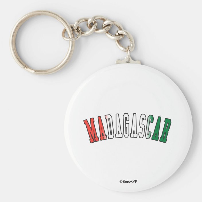 Madagascar in National Flag Colors Keychain