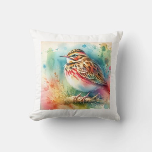 Madagascar Lark AREF1108 _ Watercolor Throw Pillow