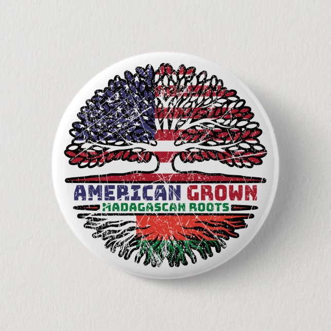 Madagascar Madagascan American USA Tree Roots Flag Button (Front)
