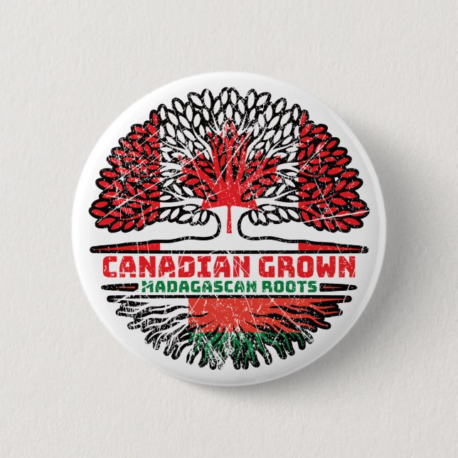 Madagascar Madagascan Canadian Canada Tree Roots Button (Front)