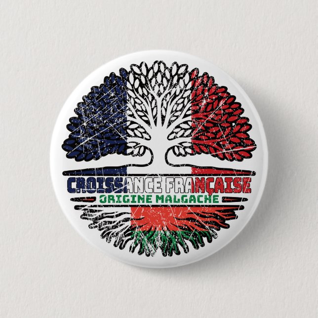 Madagascar Madagascan  French France Tree Roots Button (Front)