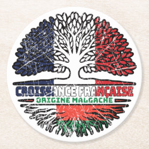 Madagascar Madagascan  French France Tree Roots Round Paper Coaster