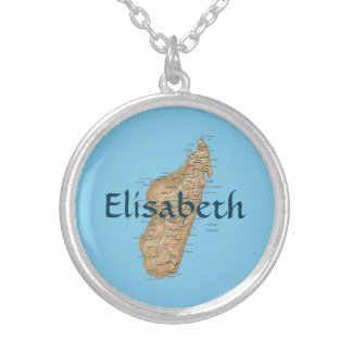 Madagascar Map + Name Necklace