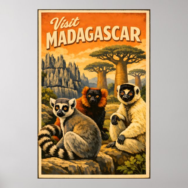 Madagascar - Vintage Travel Poster (Front)