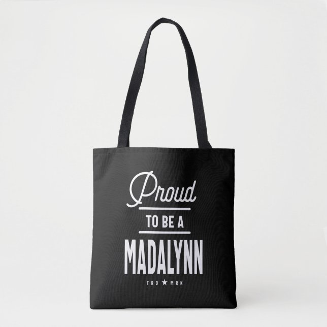 Madalynn Personalized Name Birthday Gift Tote Bag (Front)