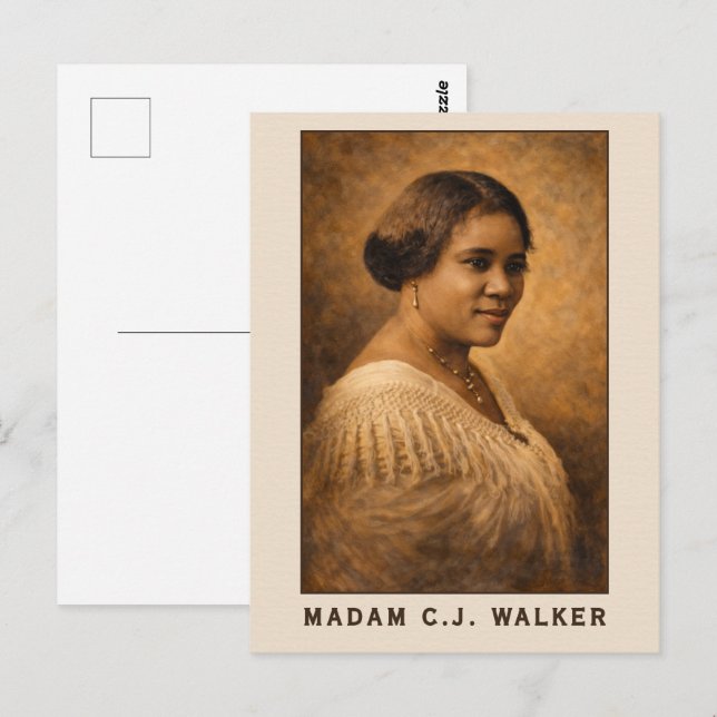 Madam C.J. Walker Portrait Art Postcard (Front/Back)