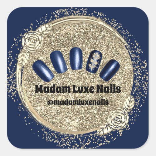 Madam Luxe Nail Glitter Blue Navy Gold Royals Square Sticker