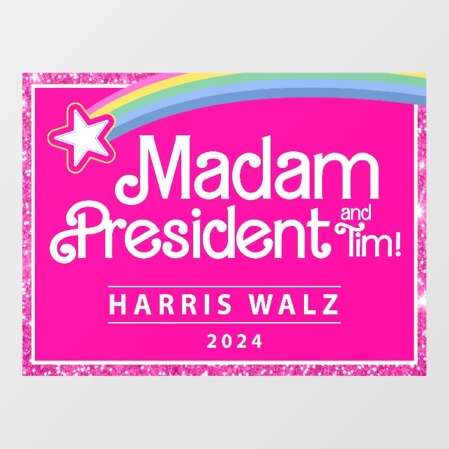 Madam Presiden Window Cling Sticker Kamala Harris  (Sheet)