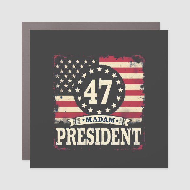 Madam President American flag 47 harris Walz  Car Magnet (Front)