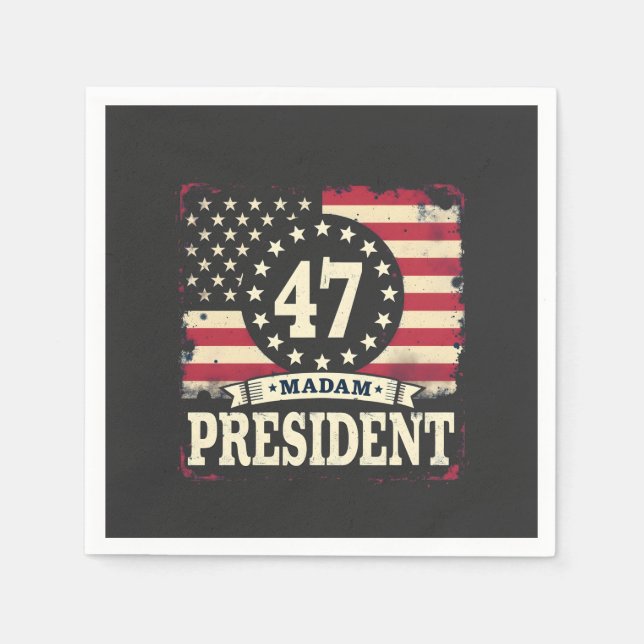 Madam President American flag 47 harris Walz  Napkins (Front)