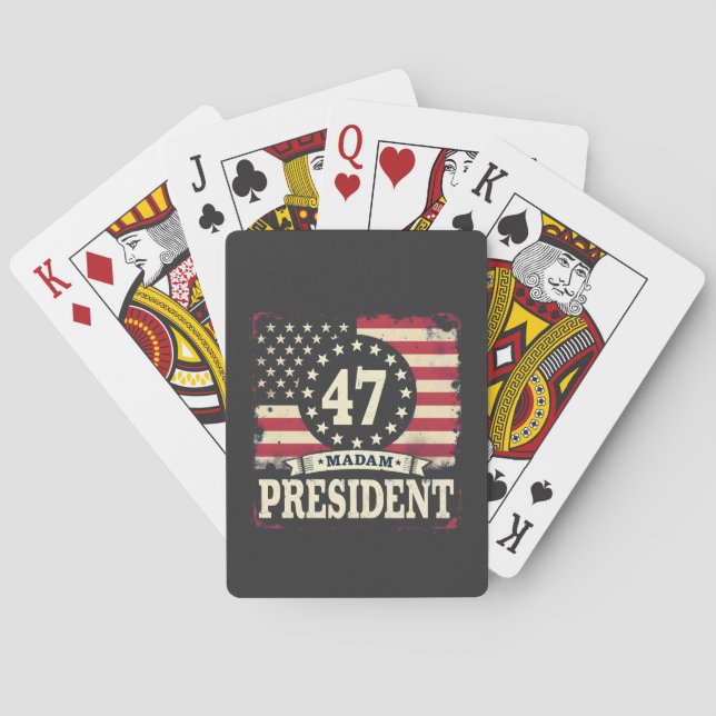 Madam President American flag 47 harris Walz  Poker Cards (Back)