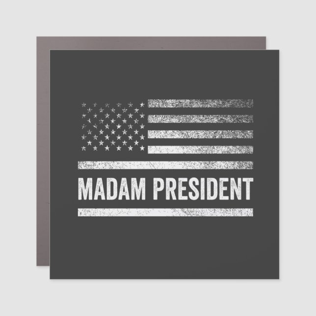 Madam President Harris Walz American Flag Election Car Magnet (Front)
