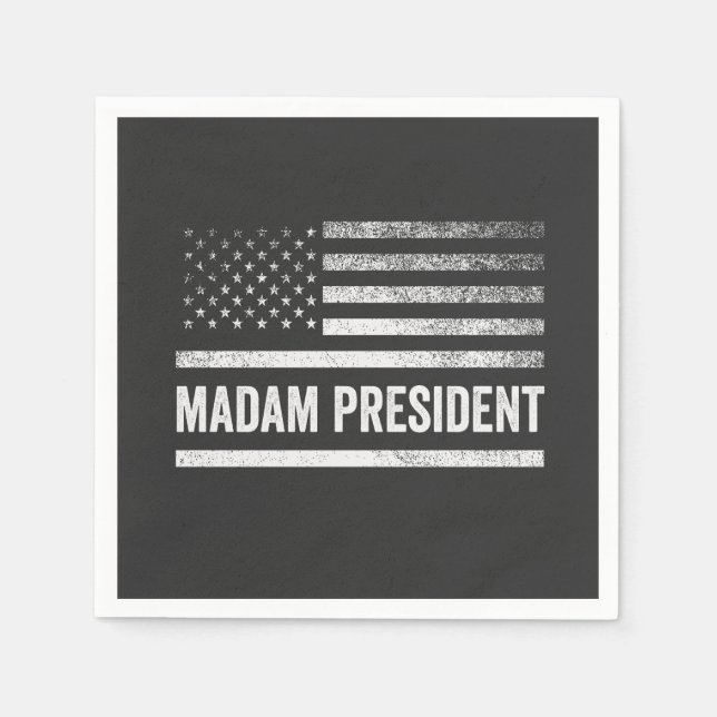 Madam President Harris Walz American Flag Election Napkins (Front)