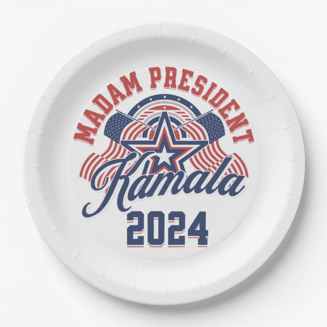 Madam President Kamala Harris 2024 Paper Plates (Front)