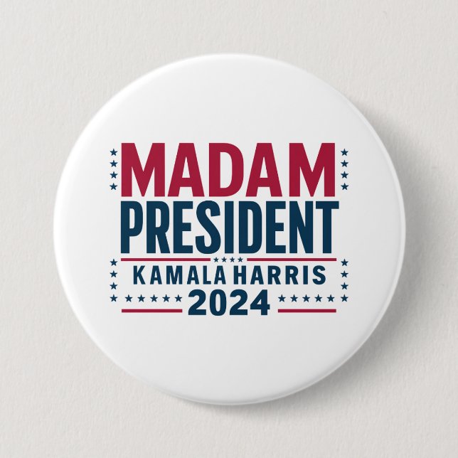 Madam President Kamala Harris 2024 Vote Democrat  Button (Front)