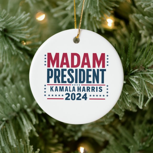 Madam President Kamala Harris 2024 Vote Democrat  Ceramic Ornament (Tree)