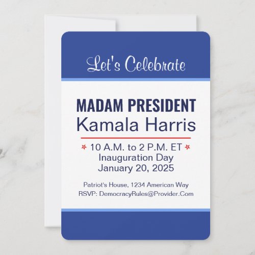 Madam President Kamala Harris Inauguration Invitation