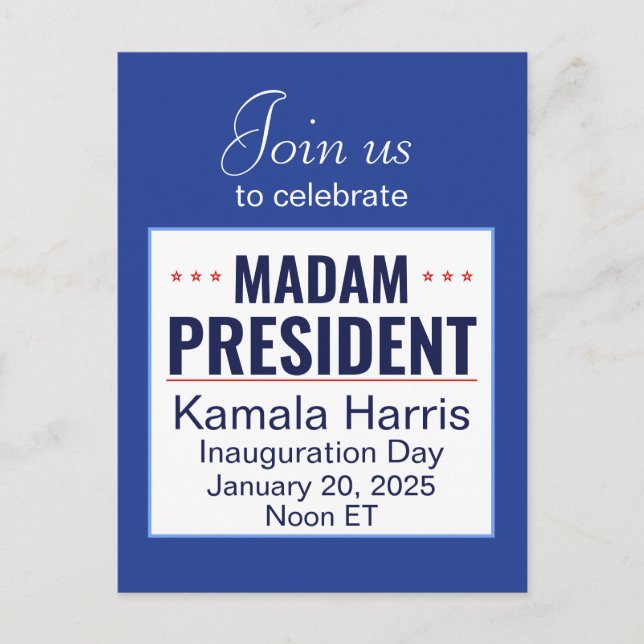 Madam President Kamala Harris Inauguration Invite (Front)