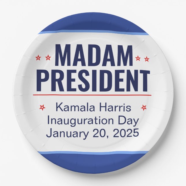 Madam President Kamala Harris Inauguration Paper Plates (Front)