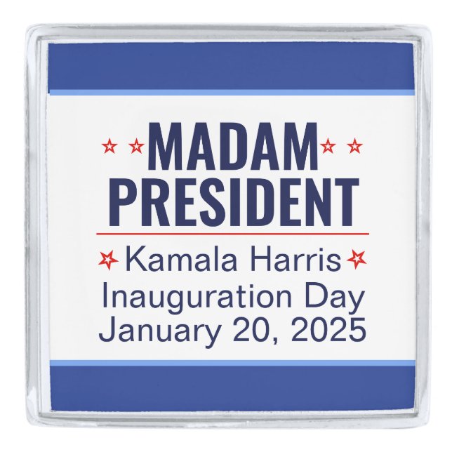 Madam President Kamala Harris Inauguration Silver Finish Lapel Pin (Front)