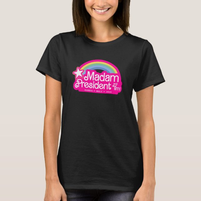 Madam President Kamala Harris T-shirt pink rainbow (Front)
