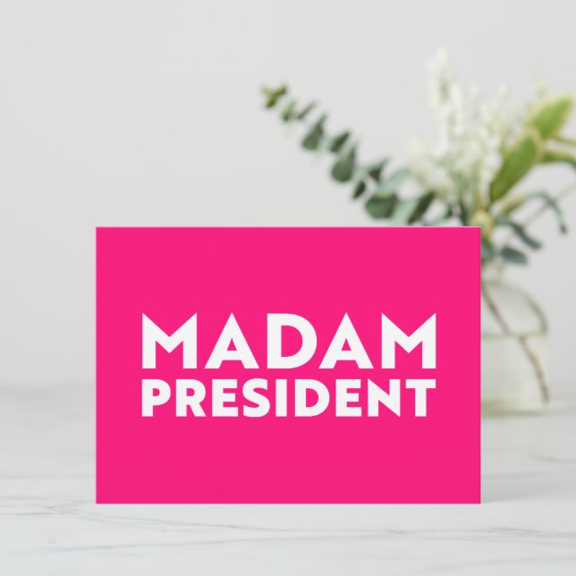 Madam President modern bold typography hot pink Note Card (Standing Front)