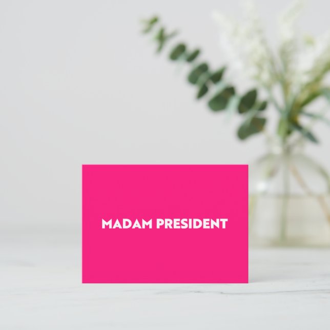 Madam President modern typography hot pink Note Card (Standing Front)