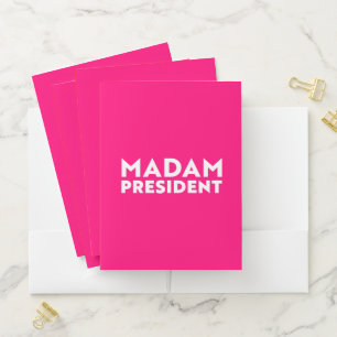 Madam President modern typography hot pink Pocket Folder