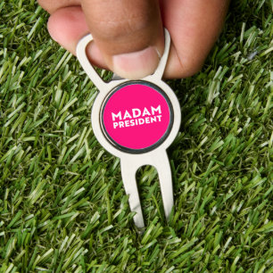 Madam President modern typography white hot pink Divot Tool