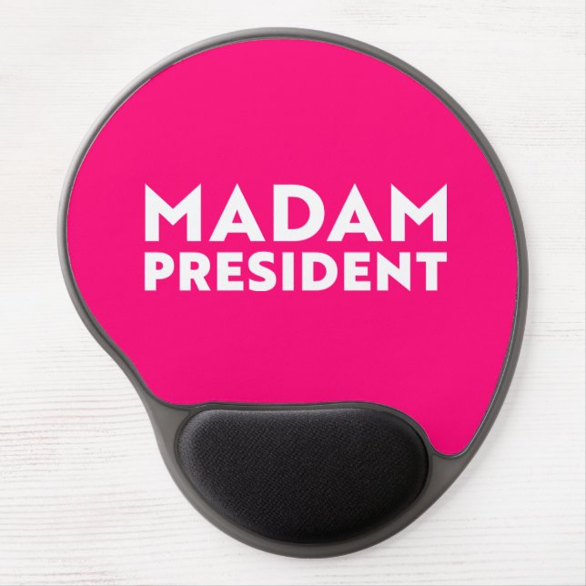 Madam President modern typography white hot pink Gel Mouse Pad (Front)