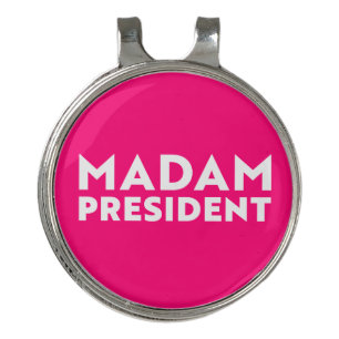 Madam President modern typography white hot pink Golf Hat Clip