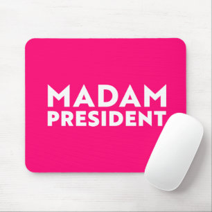 Madam President modern typography white hot pink Mouse Pad