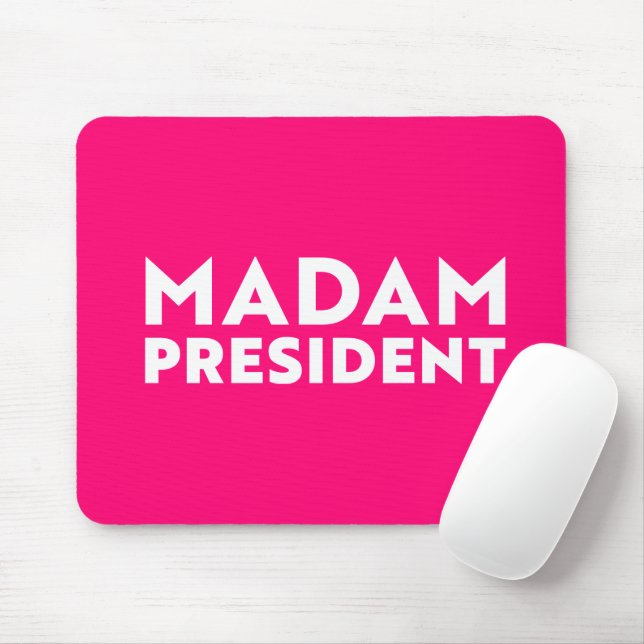 Madam President modern typography white hot pink Mouse Pad (With Mouse)