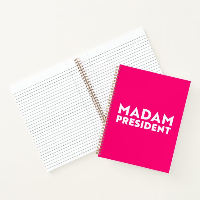 Madam President modern typography white hot pink Notebook (Inside)