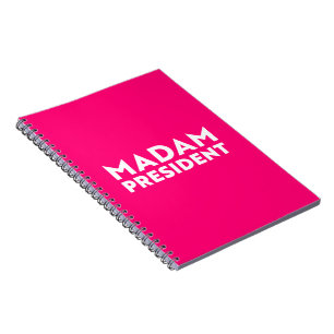Madam President modern typography white hot pink Notebook
