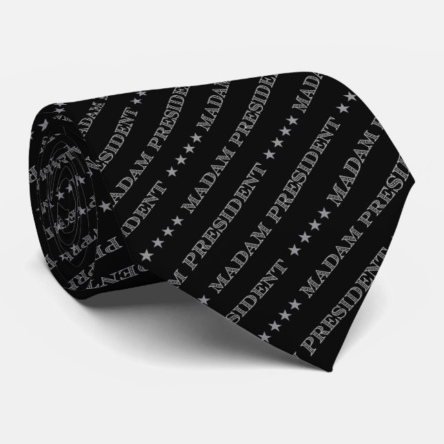 Madam President Pinstripe - Black Neck Tie (Rolled)